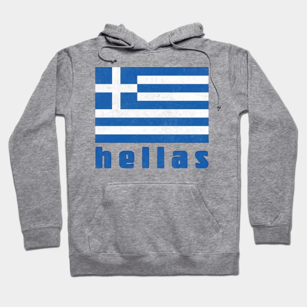 Hellas / Greece Retro Faded Style Flag Design Hoodie by DankFutura